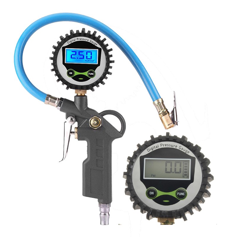 Digital Air Tire Pressure Inflator Gauge Car Truck Motorcycle Pistol Flexible Hose Pressure Gauge