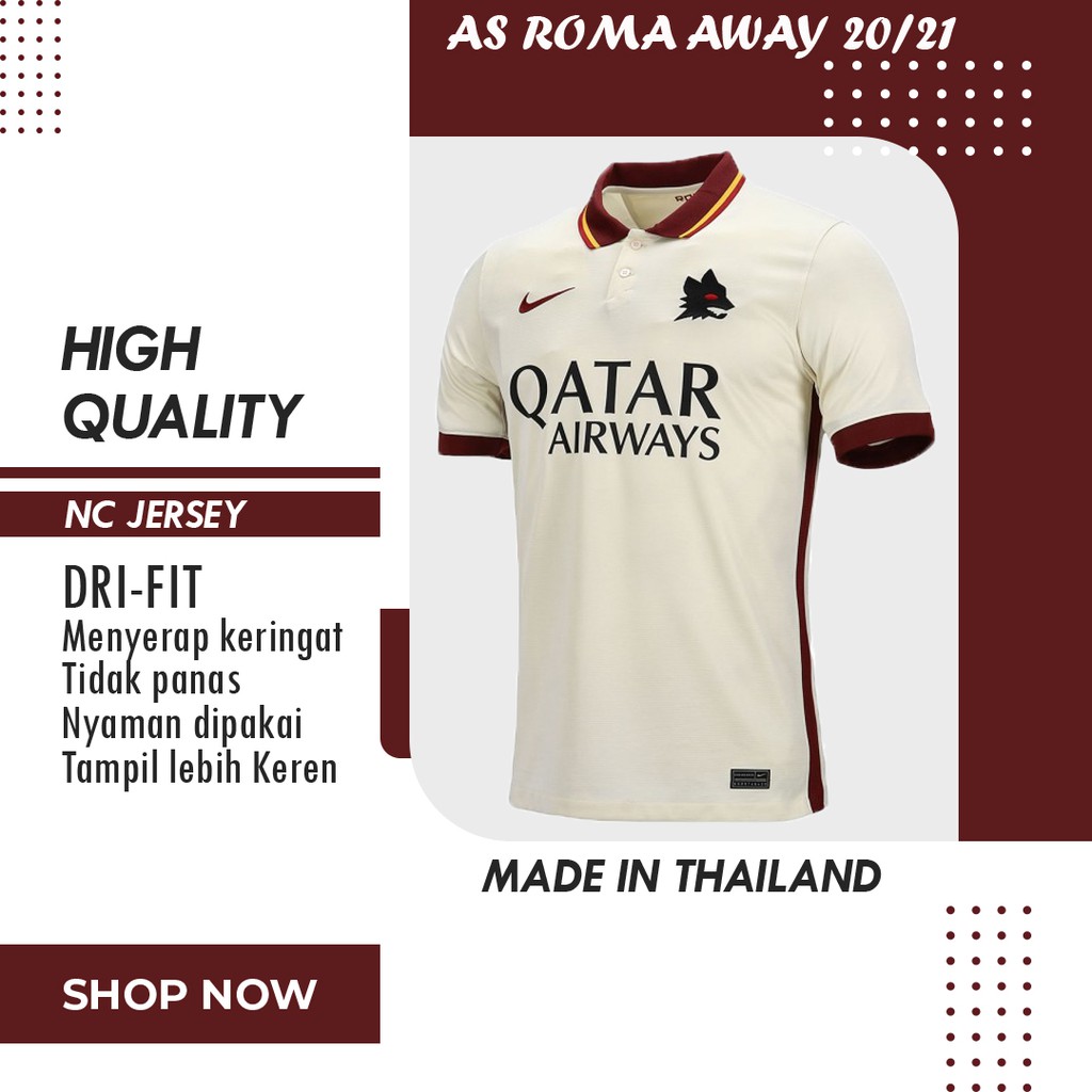 Jersey Bola AS Roma Away NEW 2020 2021 High Quality - Baju Bola AS Roma - Kaos Bola AS Roma Away