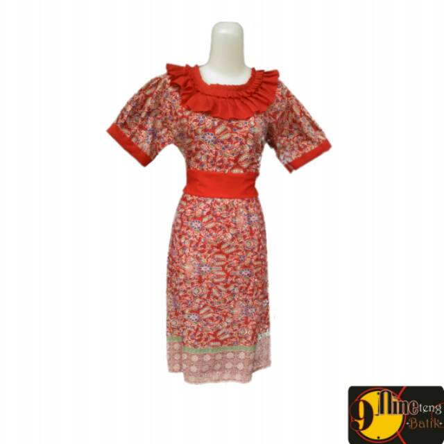 batik dress wanita murah baju ootd kantor merah hijau ungu ...