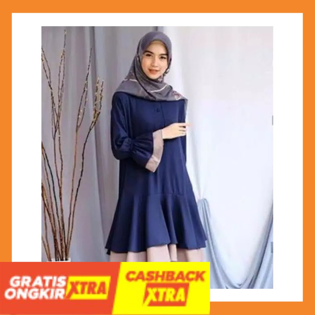 STYLE KOREA KEREN IMPORT MURAH ORIGINAL BISA COD / REINA TUNIK SUSUN MOSCREPE