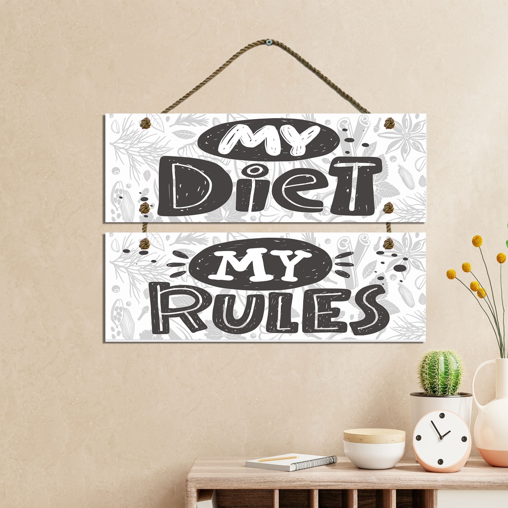 HIASAN DINDING MY DIET MY RULES SIGN HOME SWEET HOME RUANG TAMU RENTENG 2 KAMAR HIASAN DINDING KAMAR RUMAH DEKORASI TALI PAJANGAN KAYU POSTER WALL DECOR DEKORASI DINDING