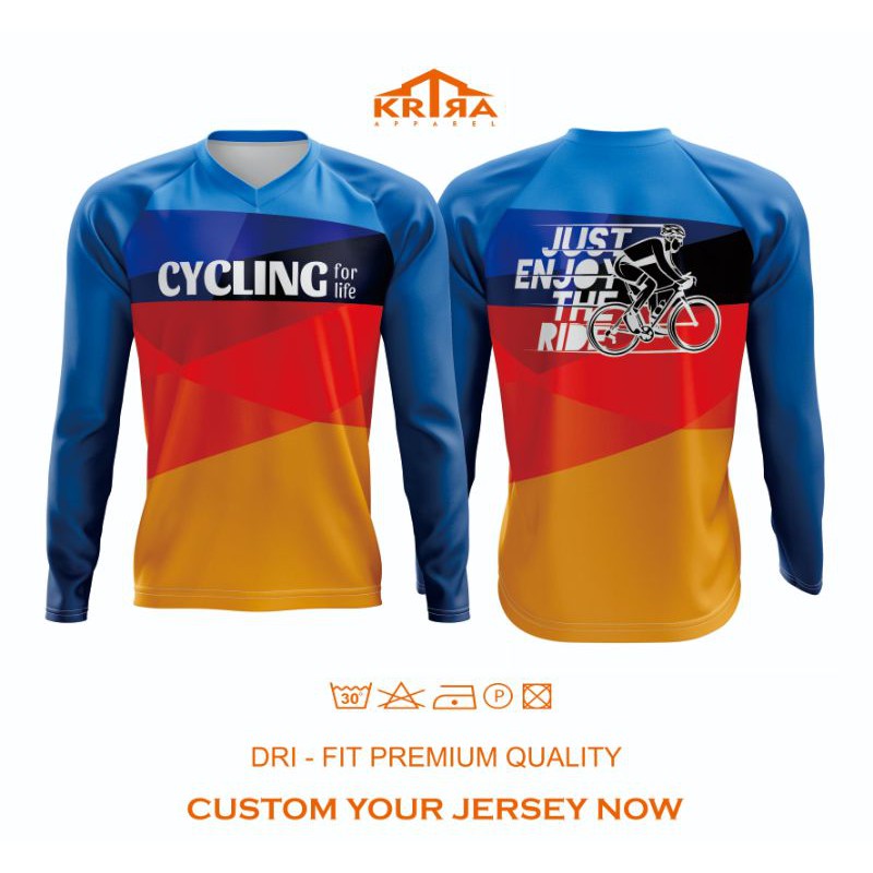 BAJU KAOS JERSEY SEPEDA KRIRA 007 CUSTOM ROADBIKE MTB LENGAN PANJANG WANITA ANAK JUMBO FULL PRINTING