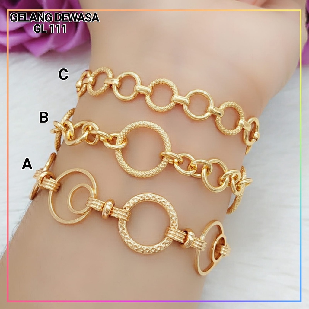 Gelang xuping gelang dewasa rantai bulat polos simple perhiasan lapis emas gold GL 111