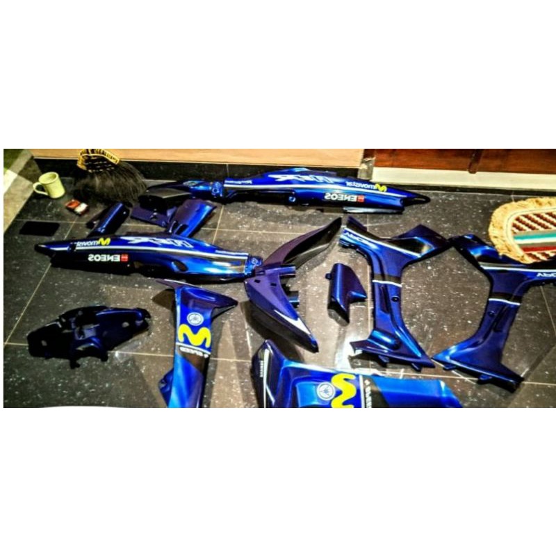 Cover body bodi halus + sticker YAMAHA FIZ R FIZR F1ZR F1Z R WARNA BIRU MOVISTAR kempol kempolan dek