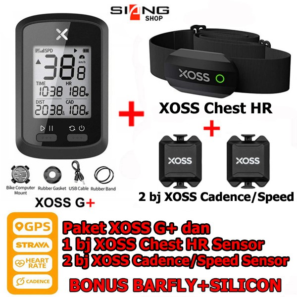 PAKET XOSS G+ dan XOSS Chest Heart Rate Sensor + 2bj XOSS Cadence/Speed