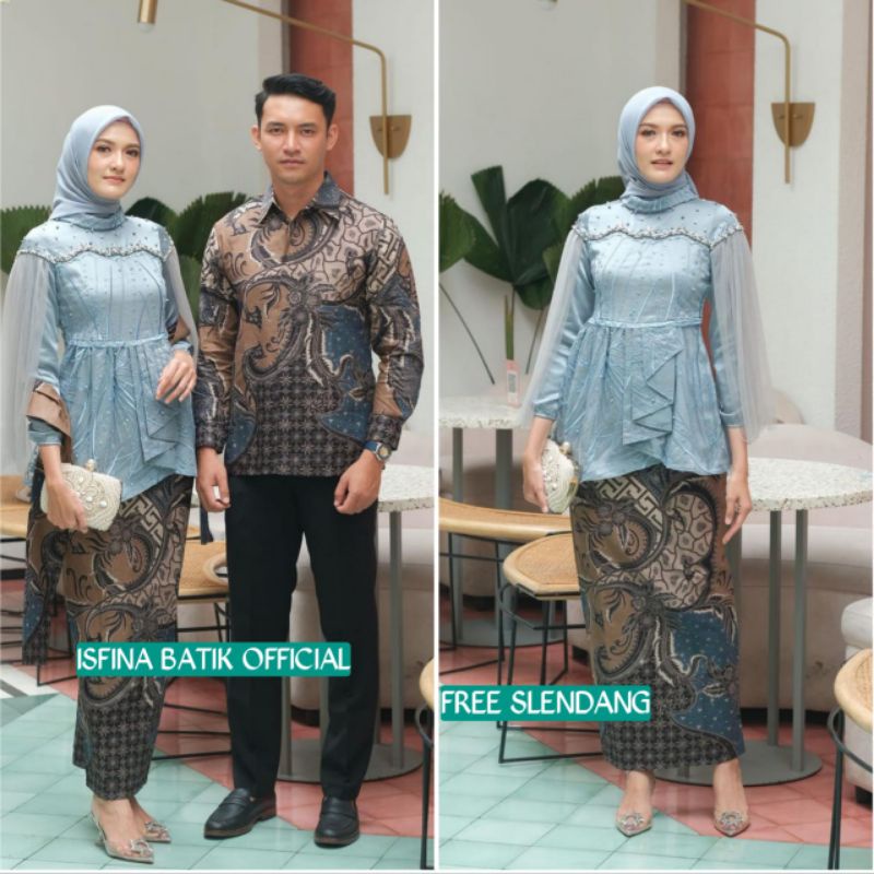 Couple Kebaya Modern Baju Wisuda Tunangan Lamaran Terbaru Baju Batik Brokat Couple vanilla