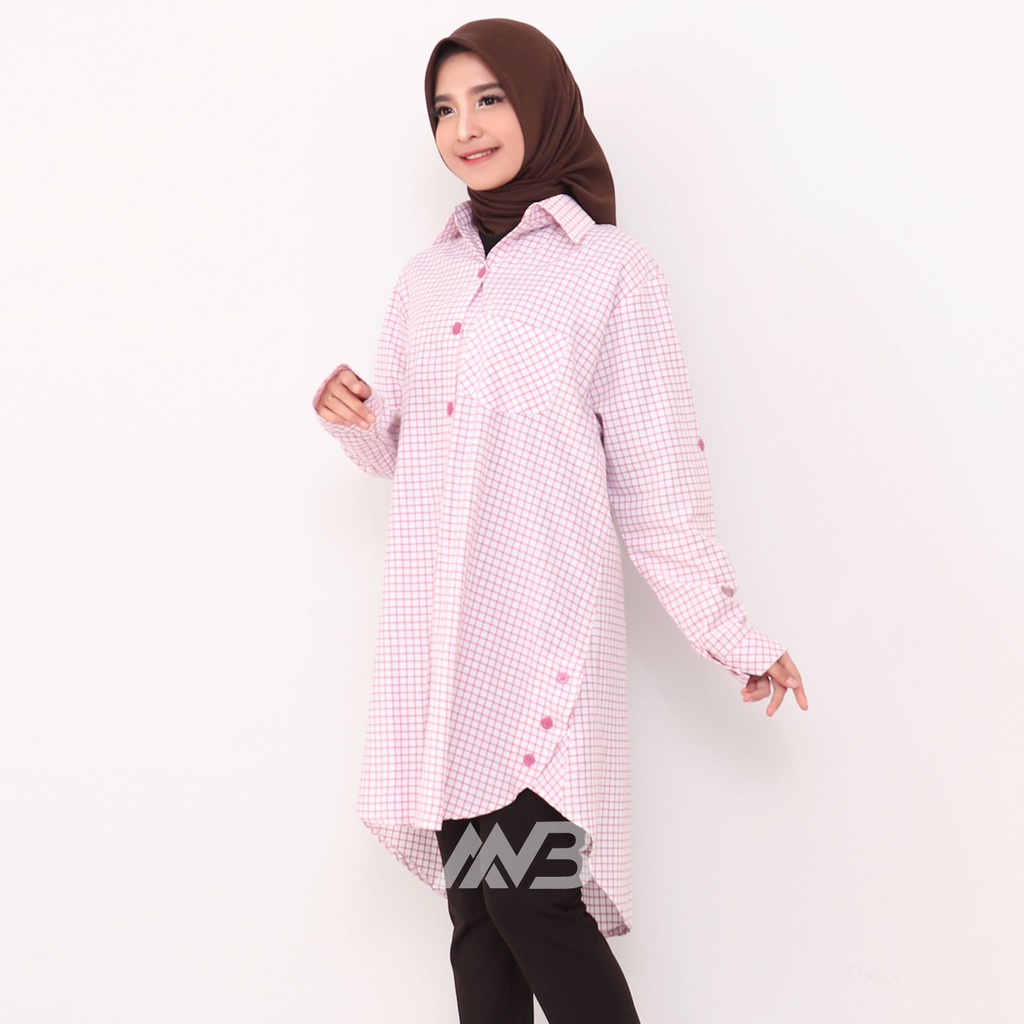 BEFAST - Tunik Kemeja EVANEE Wanita Kotak-Kotak 3L XXXL Jumbo LD 112 cm PJ 90 cm / Tunik Kekiniaan Remaja Wanita / Tunik Muslimah / Keluaran Terbaru / Tunik Motif Kotak-Kotak / Termurah