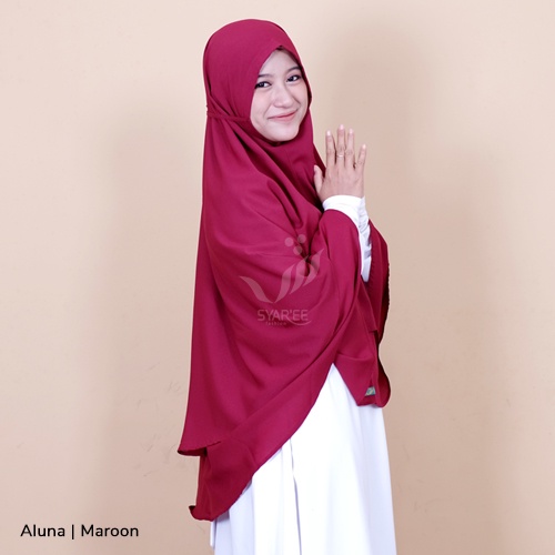 Aluna | Khimar Jilbab Bergo 2 Layer Tali Panjang Syar'i Bahan Diamond Georgorate Berkualitas Tidak Terawang