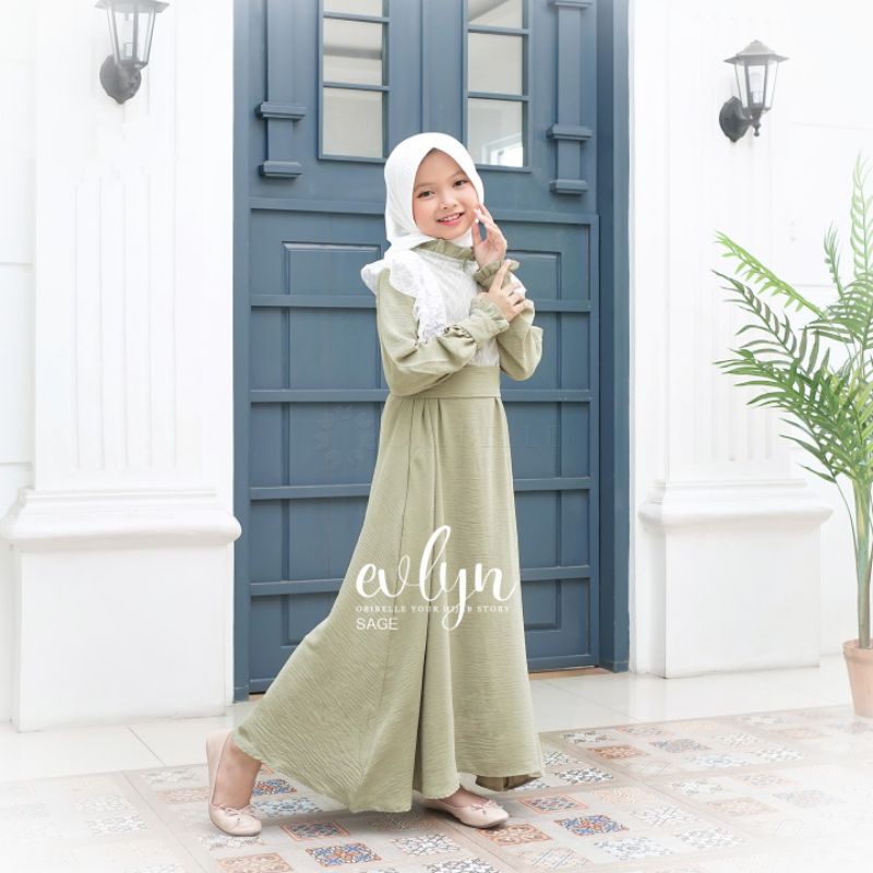 DRESS KIDS MIX TILEDOT TERBARU/EVLYN KIDS ORIBELLE/GAMIS MUSLIM ANAK TERBARU/DRESS TILEDOT KIDS/FAR MOSLEMSTORE