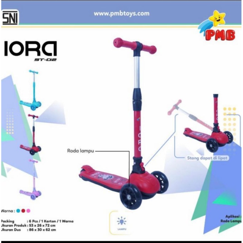 Skuter Anak Scooter Anak IORA ST02 Premium PMB Otoped Roda Tiga