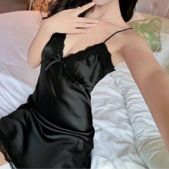 BOSJKT186 Baju Tidur Bahan Sutra Dress Lingerie