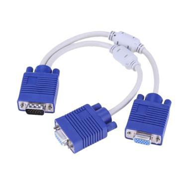 KABEL VGA SPLITTER 1-2 / KABEL VGA CABANG 1 MALE - 2 FEMALE vga