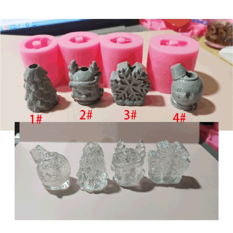 Siy Cetakan Resin Bentuk Pohon Natal / Rusa / Snowman / Snowflake Bahan Silikon Untuk Dekorasi Diy