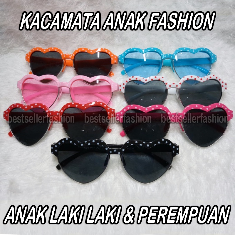 Kacamata Anak Perempuan Laki laki Bentuk Hati Lucu Love Import Cantik Fashion Bagus &amp; jalan-jalan Kacamata Hitam Anak Kacamata Gaya Frame LOVE Polkadot