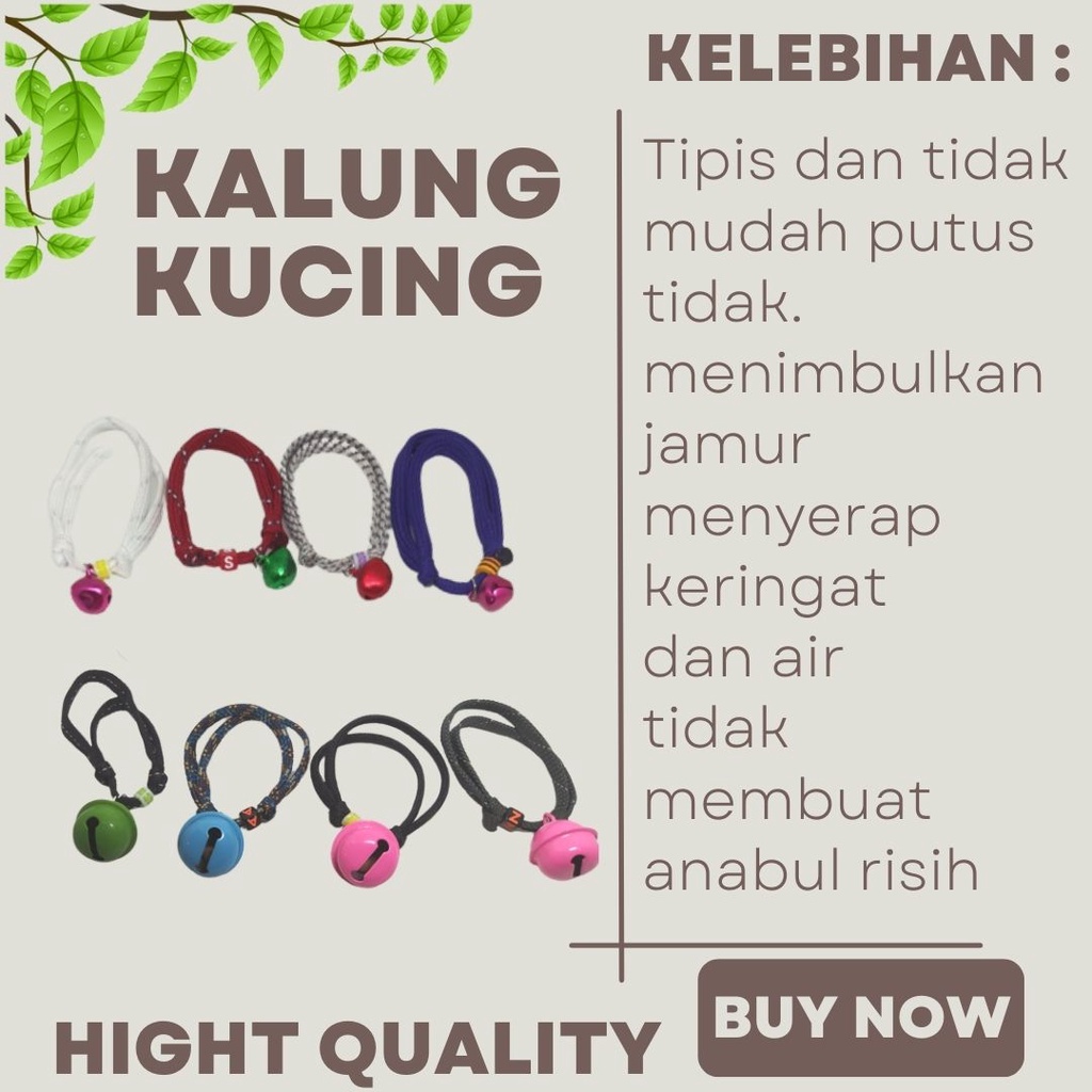 Kalung Kucing Perusik Lonceng 12mm Dan 12mm Kalung Prusik Warna Warni Bergaransi FEZONE