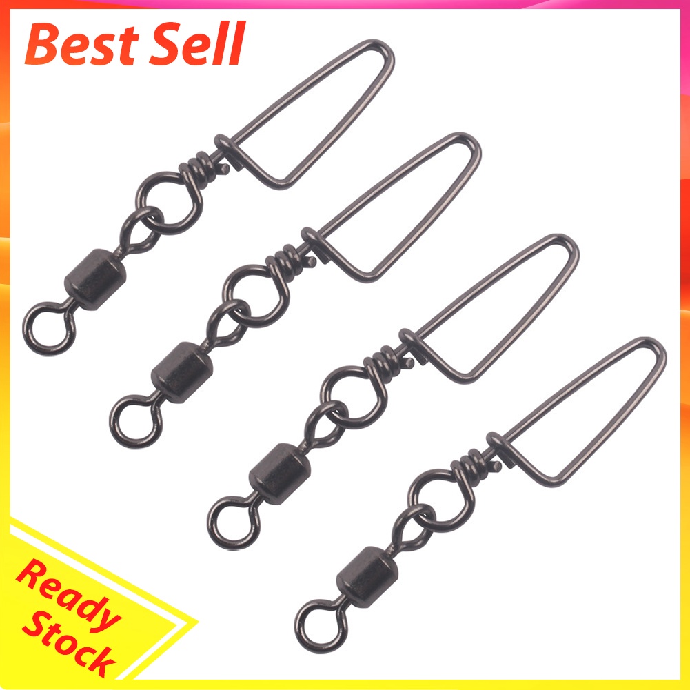20pcs Stainless Steel Fishing Swivels Snap Ball Bearing Fishing Connector