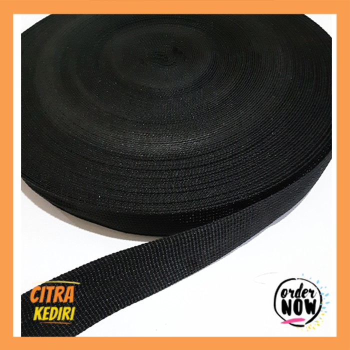 Tali Webbing hitam 3 cm tas kerajinan tangan aksesoris souvenir( permeter)