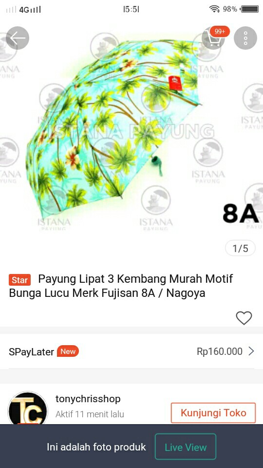 Payung Lipat 3 Kembang Murah Motif Bunga Lucu Cakep Merk Nagoya Fujisan