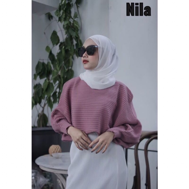 Atasan Blouse Wanita Premium / Lasperal Batwing Rajut Premium / Baju Rajut Wanita / Baju Rajut Batwing / Batwing Rajut Premium / Rajut Kalongo-Mauve Nila