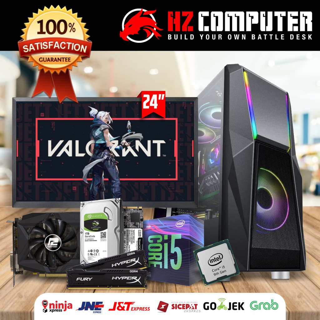 PC Gaming - Intel Core i5 9400F - RAM 16GB - SSD M.2 NVMe - RX 580 8GB - LED 24 Inch - Siap Pakai