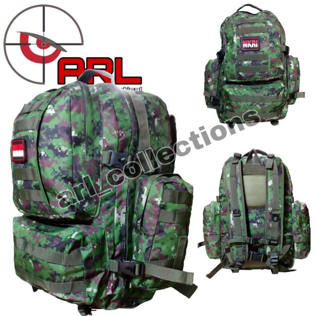 Tas ransel gendong loreng NKRI TNI JUMBO 60 L / tas ransel army model MEDIS tactical outdoor