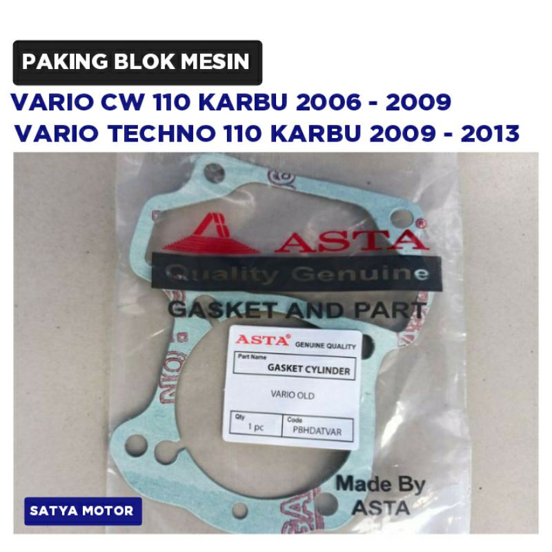 Paking Blok Vario Lama Cw - Techno 110 Karbu / Packing Mesin Clynder Gasket / Asta