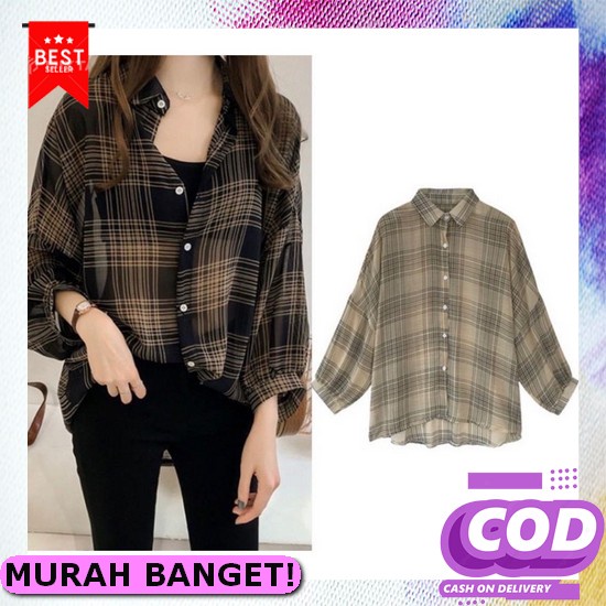 Kemeja Wanita Import Terbaru 2021 Kekinian Jumbo Dewasa Korea Trend Fa [Dita] Kemeja Wanita Kotak