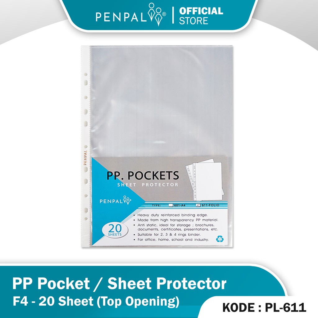 

Penpal PP Pockets / Sheet Protector Folio PL-611 [20 Sheets]