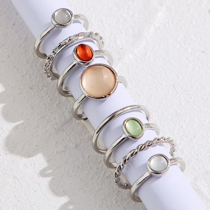 7pcs / Set Cincin Berlian Imitasi Bentuk Tetesan Air Gaya Simple Untuk Aksesoris Perhiasan