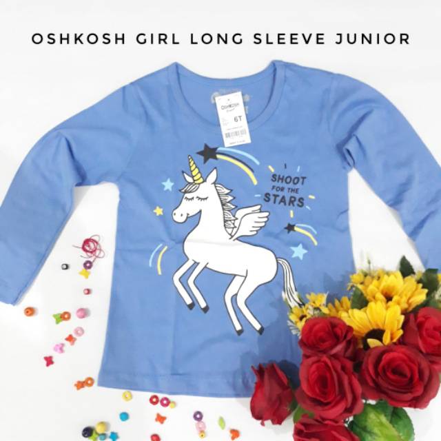Kaos Anak Perempuan Oshkosh Girl Long Sleeve Junior Warna Biru
