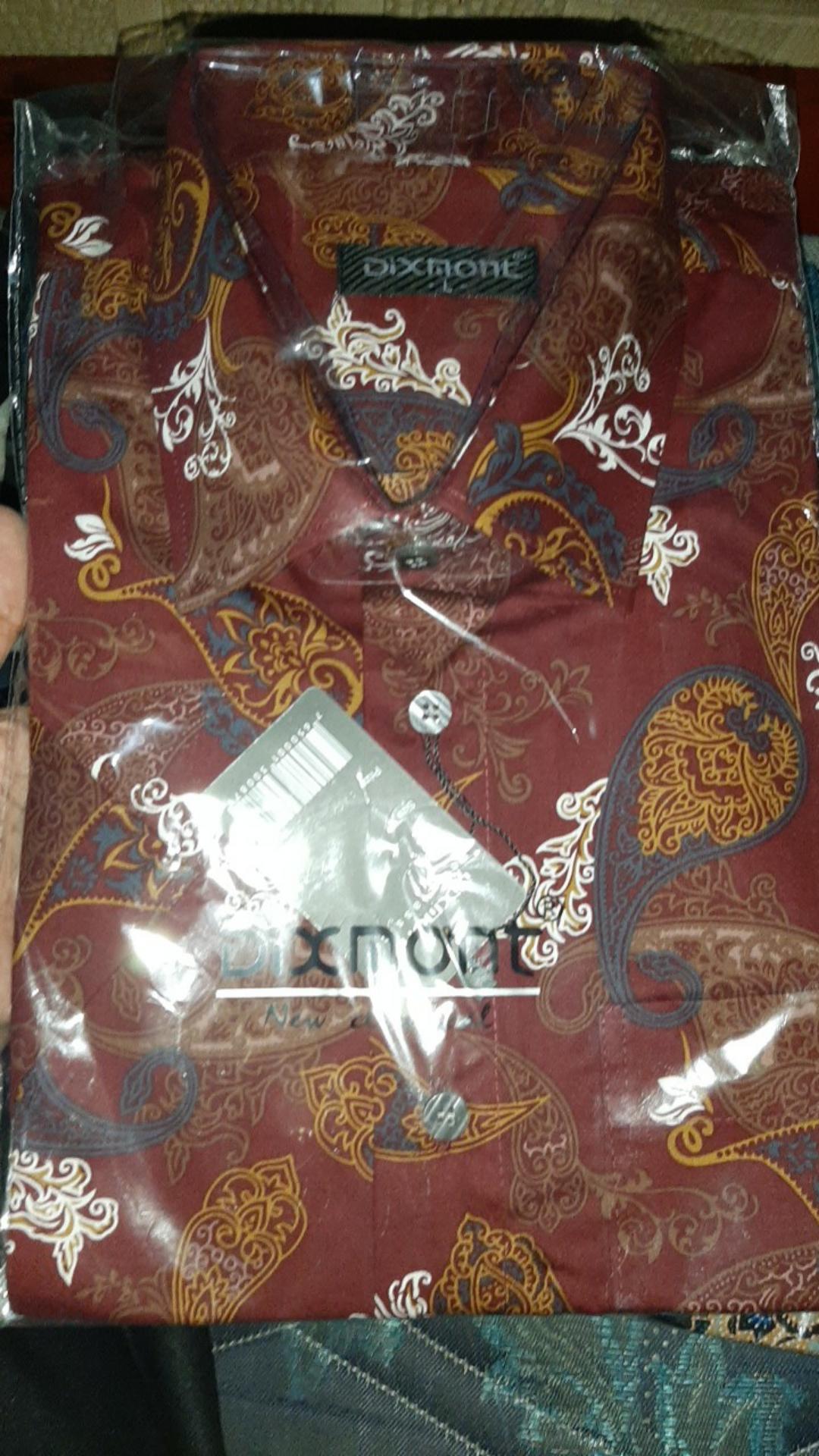 Kemeja Batik Pria Lengan Pendek Bs42 Katun Modern Dixmont Semi Slimfit Premium