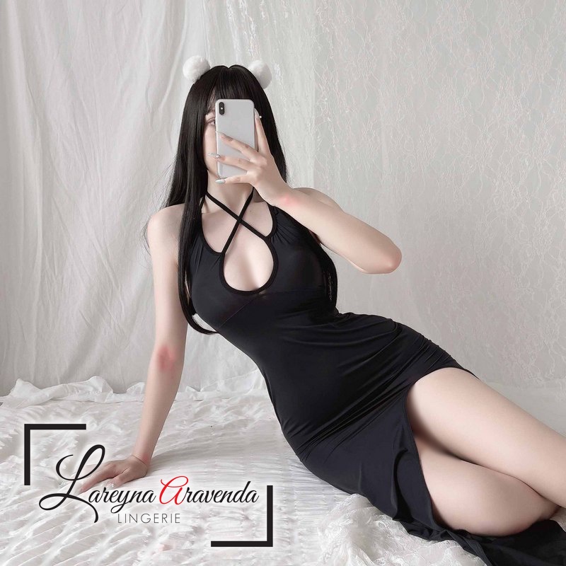 Lareyna Aravenda Set Lingerie + CD Seksi Gaun Malam Panjang Romantis LG524
