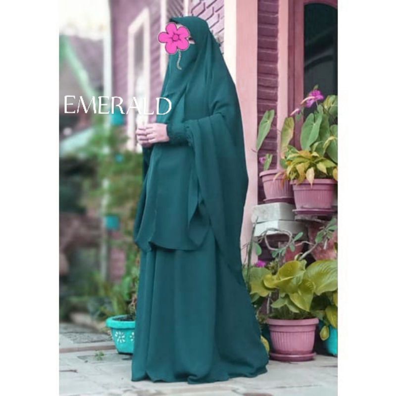 Gamis syari wolfis premium wolpeach set khimar cadar murah