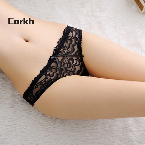 Po Women Sexy Lace Hollow V String Briefs Panty Thongs G String