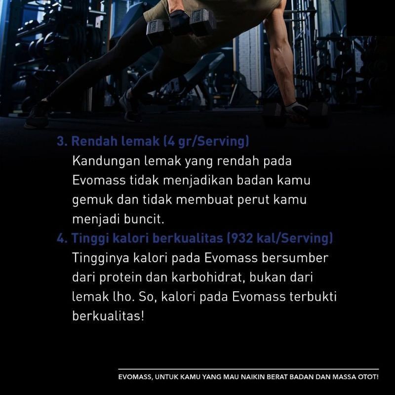 Evolene Evomass Evo Mass Gainer 10 lbs 10lbs 4.5 kg Evomas Susu Gym Penggemuk Badan