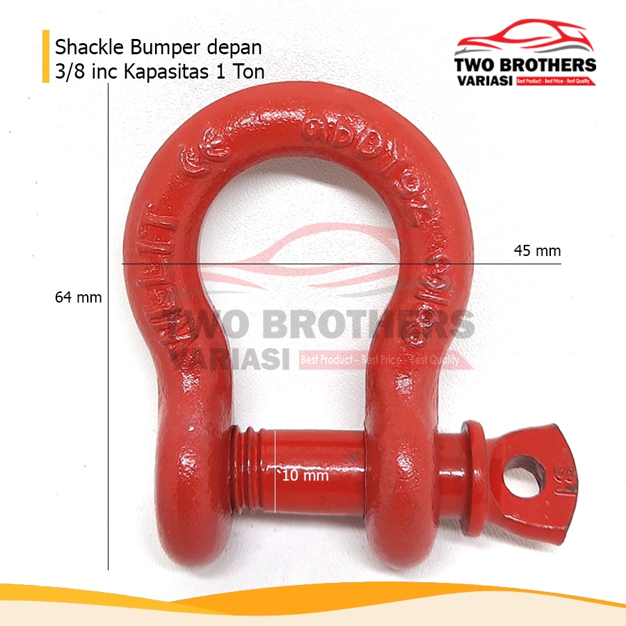 Shackle Omega 3/8 inc atau anting derek 1 Ton untuk mobil pengait towing bumper depan