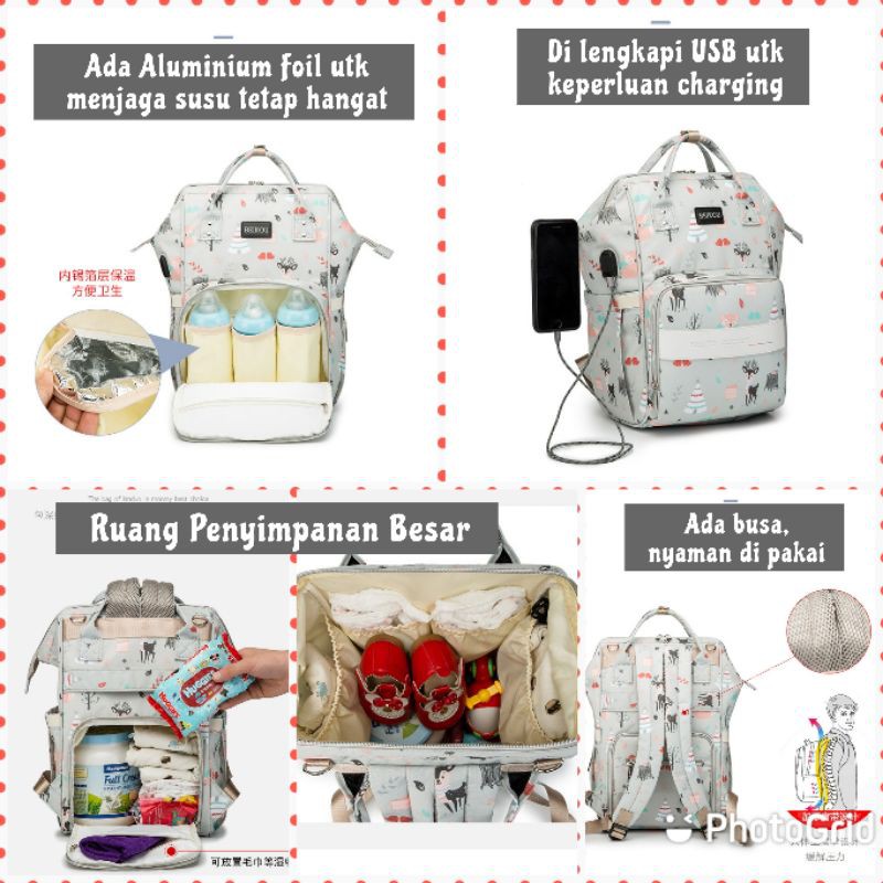 Tas Diaper Bayi Besar Tas Perlengkapan Bayi Ransel Tas Bayi Multifungsi Diaper Bag Tas Travel Bayi