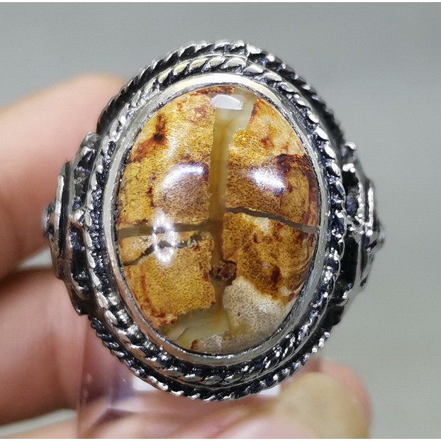 CINCIN BATU AKIK TAPAK JALAK TEMBUS ASLI