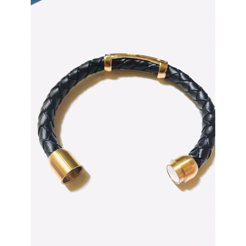 Gelang Tangan Pria Cowok Kulit Harley kulit metal aksesoris hitam keren Black Gold aksesoris