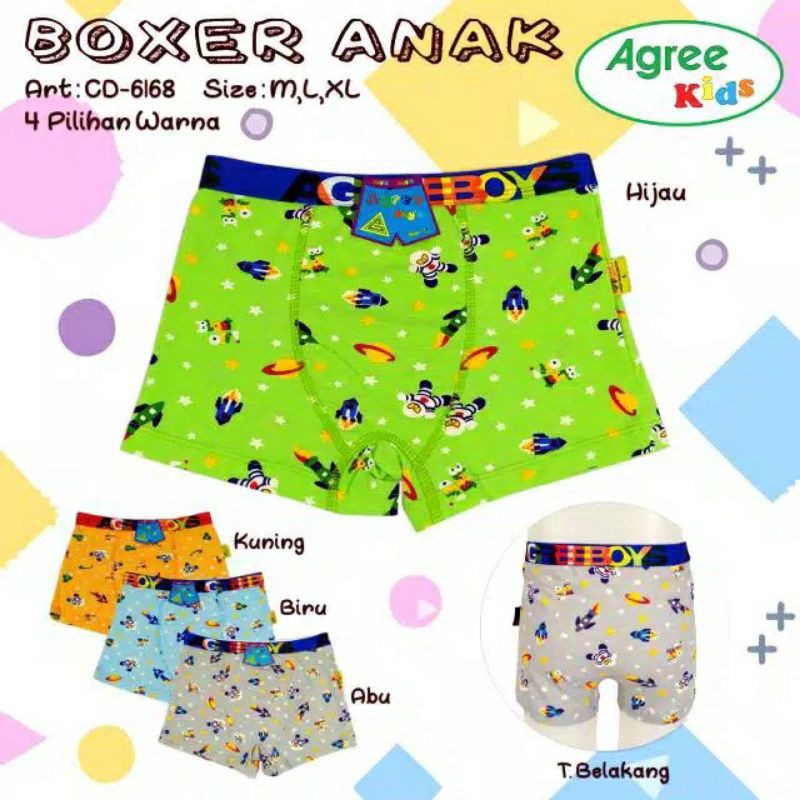 Boxer Anak Laki Laki Celana dalam karakter - cd anak Agree (3 pcs)