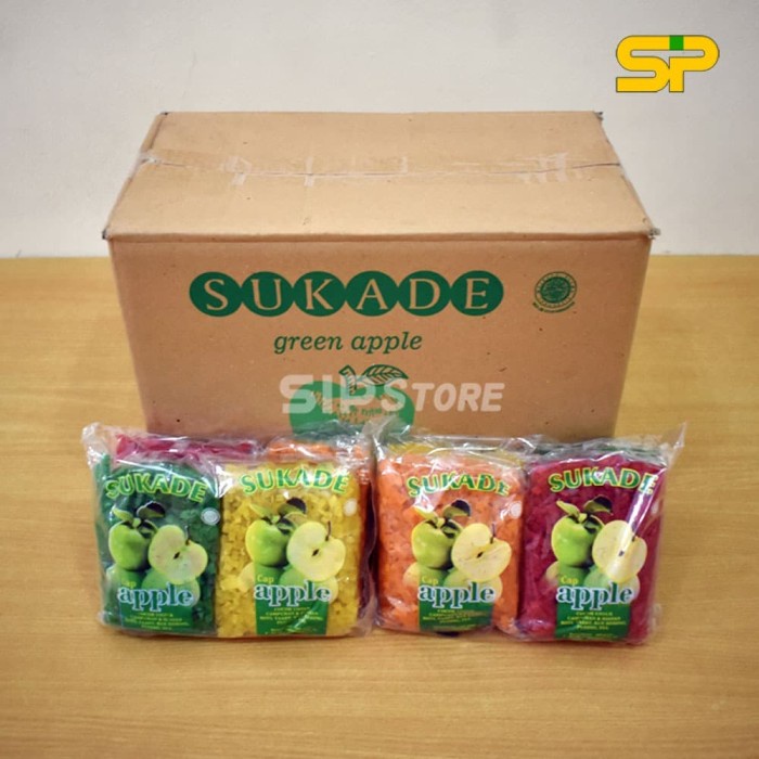 

SUKADE / SUKADE CAP APPLE MIX - BUAH KERING BAHAN KUE 1 DUS @10KG