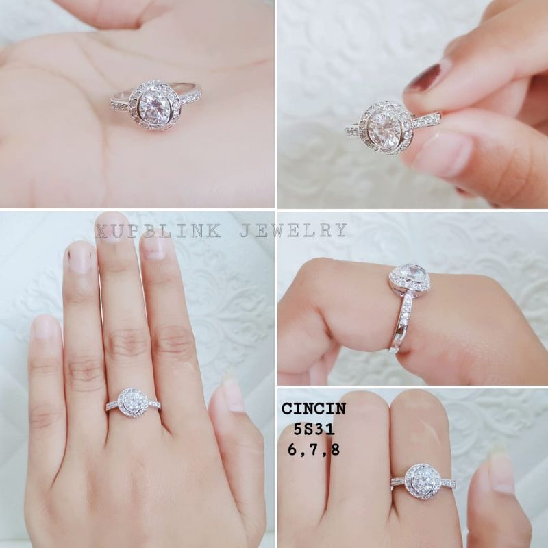 Cincin Titanium Anti Karat Permata Satu  Cincin Terlaris Xupblink Jewelry