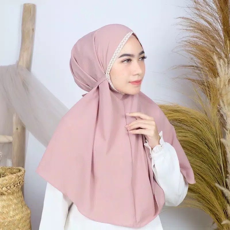 Kerudung Bergo Renda Melati Tali Diamond Renda , Bergo Maryam Renda Diamond Hijab Instan | Hjb