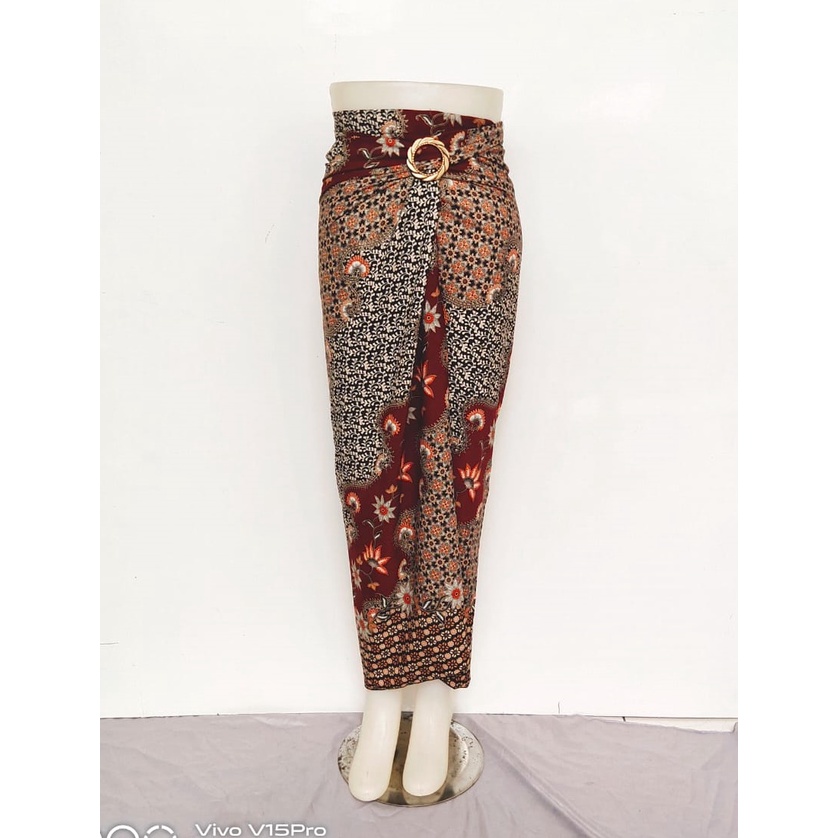 ROK LILIT INSTAN JEIVA REMPEL MAXI BATIK WANITA / ROK BAWAHAN KEBAYA / ROK LILIT BATIK WANITA-padi merah