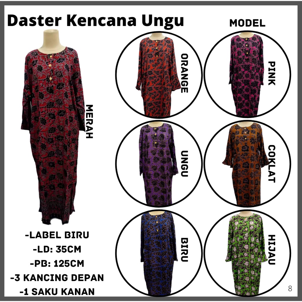 Daster Kencana Ungu Label Biru Asli