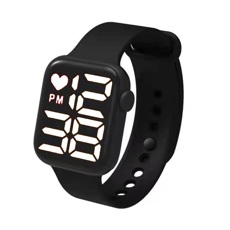 LDS J021 Jam Tangan Elektronik Fashion Rubber LED Digital Anti Air Termurah Import-LED PUTIH HITAM