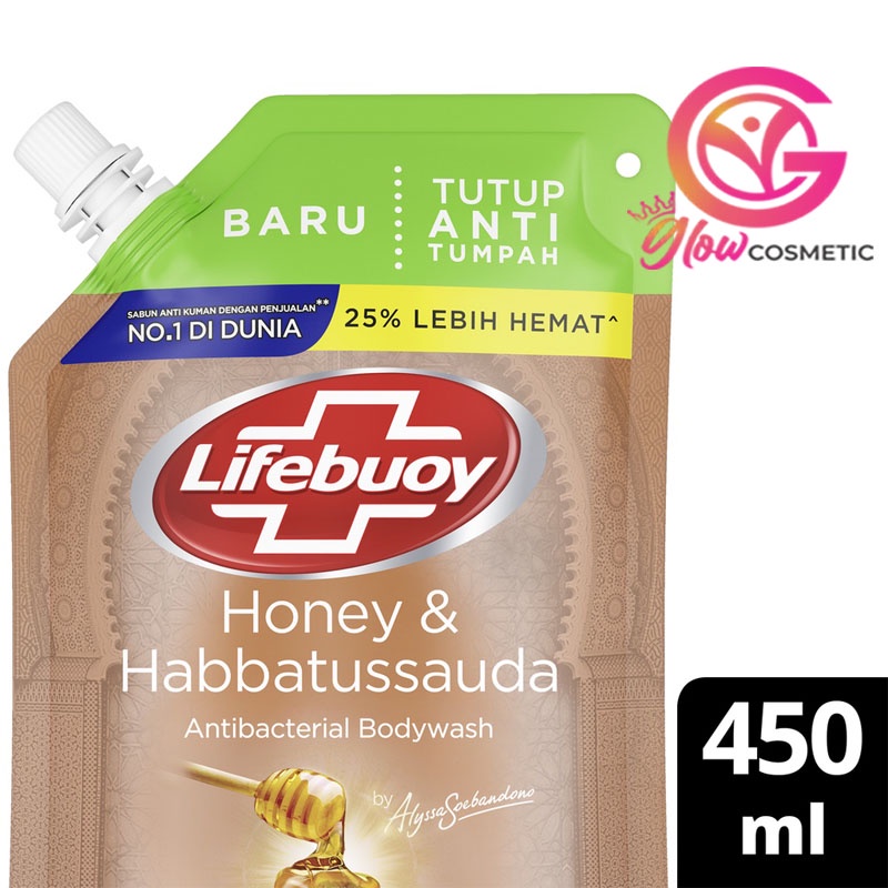 LIFEBUOY BODY WASH SABUN MANDI CAIR REFILL HONEY &amp; HABBATUSSAUDA 450 ML