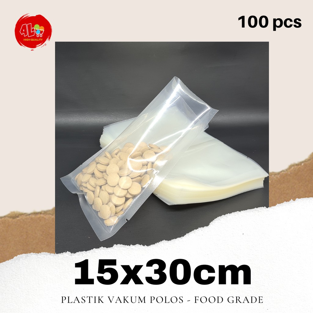 Plastik Vakum Polos 15X30cm Vacuum Bag Sealer Kemasan Makanan Frozen Food 100lbr