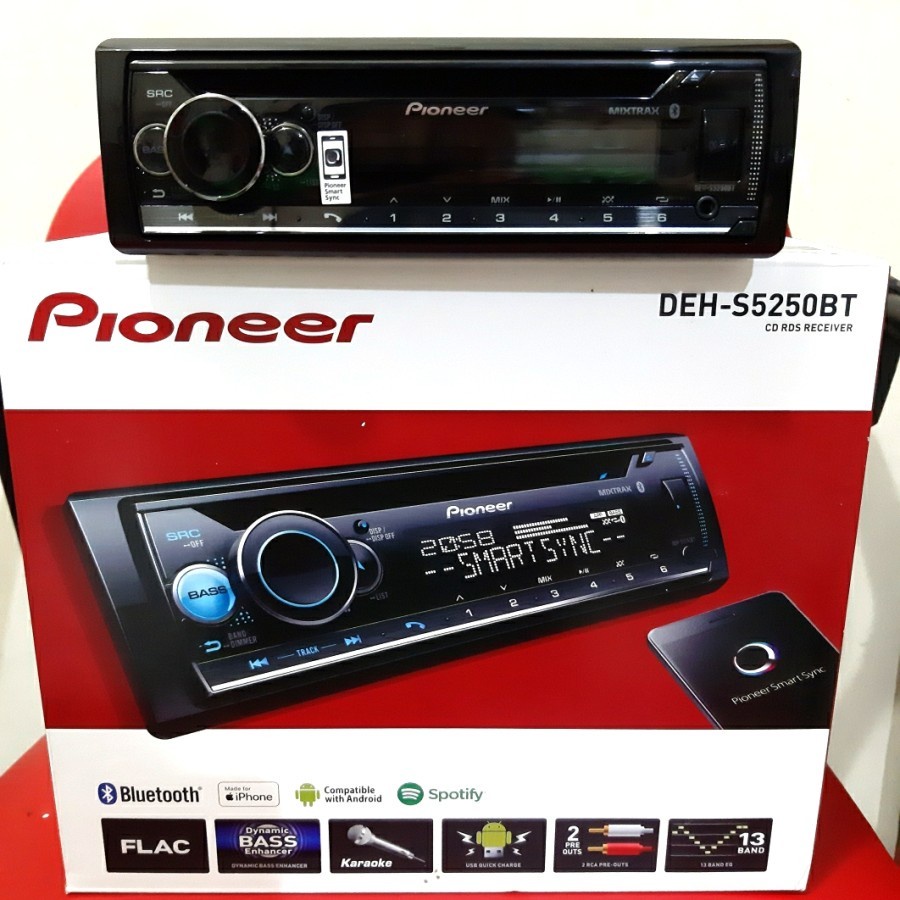 PIONEER DEH-S5250BT / 5250BT Headunit Single Din Bluetooth CD mp3 usb ORI