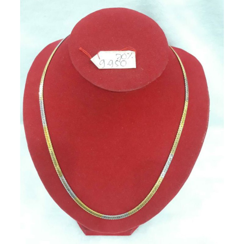 KL188J367J kalung emas model triple gepeng kombinasi emas putih berat 9.950 panjang 41.8 kadar 70%